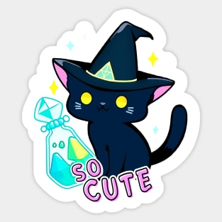 Cute Black Cat Crystal Alchemy Kawaii Pastel Purple Chibi Sticker